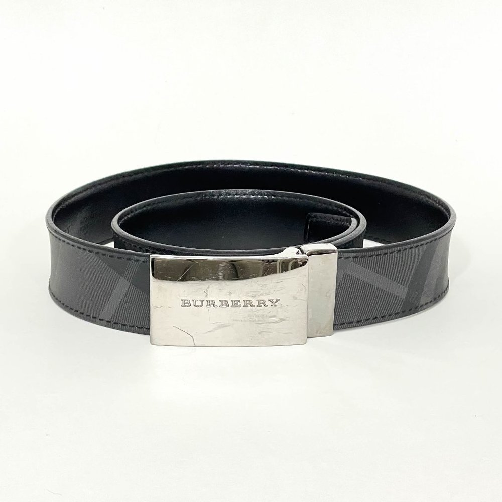 Burberry Black Belt with Silver Buckle